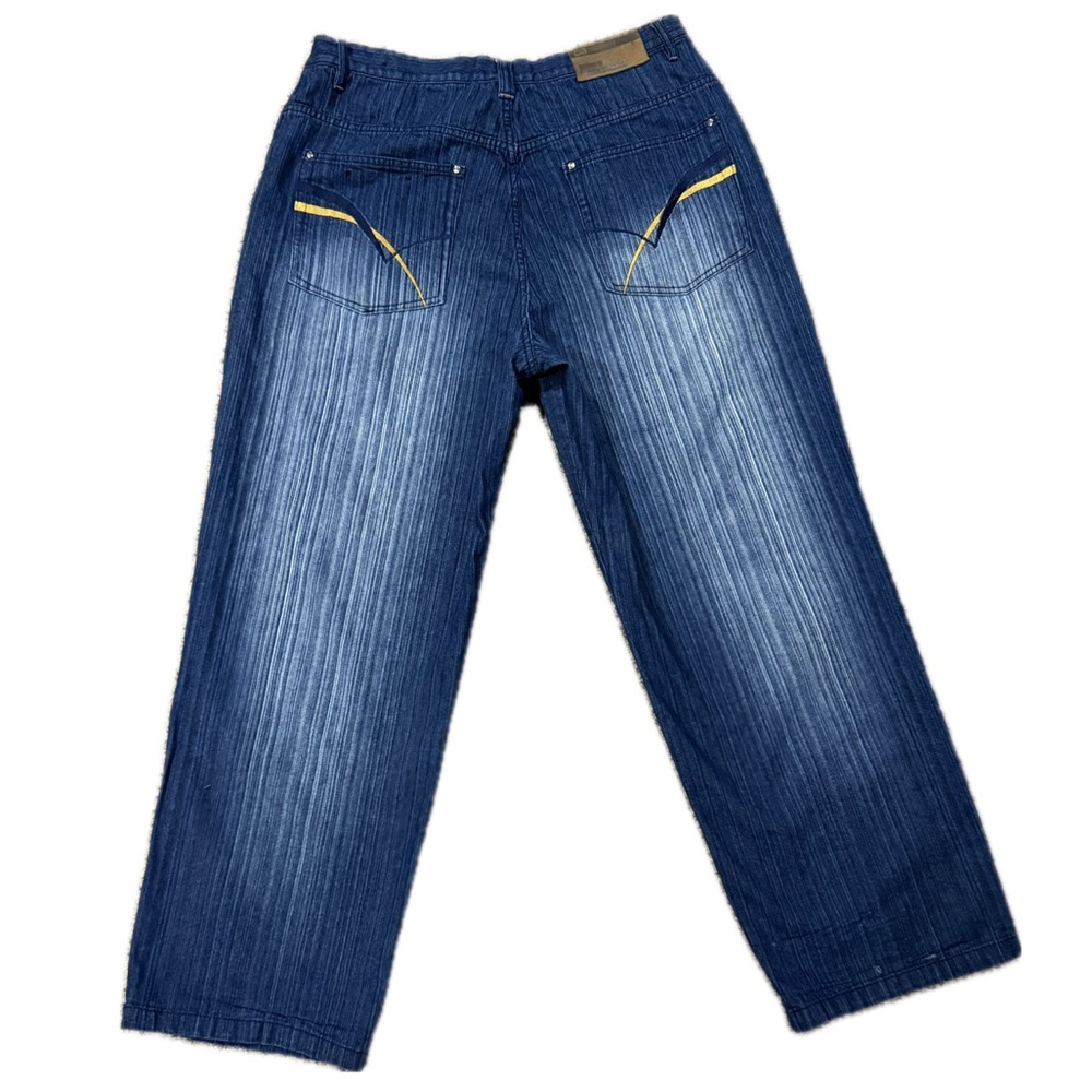 👖🛹 GODBODY‎ GB Denim Technology Urban Streetwear Skater Wide-Leg Jeans | 36x32